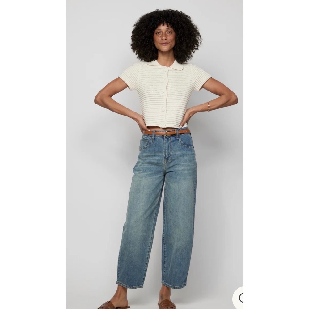 Oliver Logan Harlow Barrel Jeans Light Wash Size 28 High Waisted